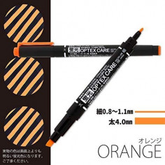 Surligneur Fluo Optex Care de la marque Japonaise Zebra avec deux mines de tailles différentes. Orange.