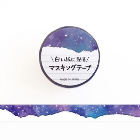 Rouleau de Washi Tape Japonais avec pour motifs un beau ciel nocturne étoilé.