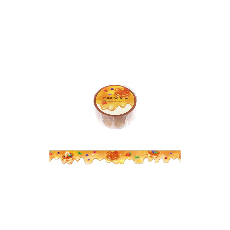 Rouleau de Washi Tape Japonais avec pour motifs de sirop d'érable et des pancakes.