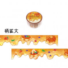 Rouleau de Washi Tape Japonais avec pour motifs de sirop d'érable et des pancakes. Détails.