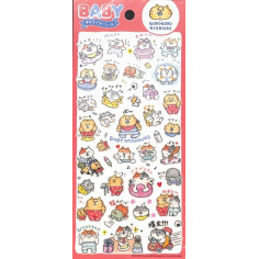 Planche de plus de 40 Stickers avec comme thème  les Chats de GoroGoro NyanSuke en mode bébés - chatons. Vue 2