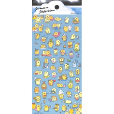 Planche de plus de 40 Stickers avec comme thème des poussins qui font toutes sorte de choses en profitant de l'été.