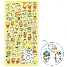 Planche de plus de 60 Stickers avec comme thème  les Chats de GoroGoro NyanSuke dans diverses situations.