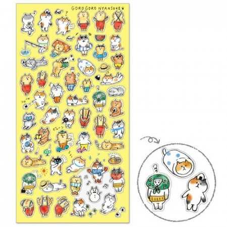 Planche de plus de 60 Stickers avec comme thème  les Chats de GoroGoro NyanSuke dans diverses situations.