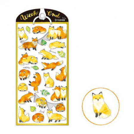 Planche de plus de 25 Stickers avec comme thème des petits renards.