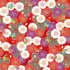 Papiers Origami - Washi Kyoyuzen- motif floraux traditionnels Japonais- Divers